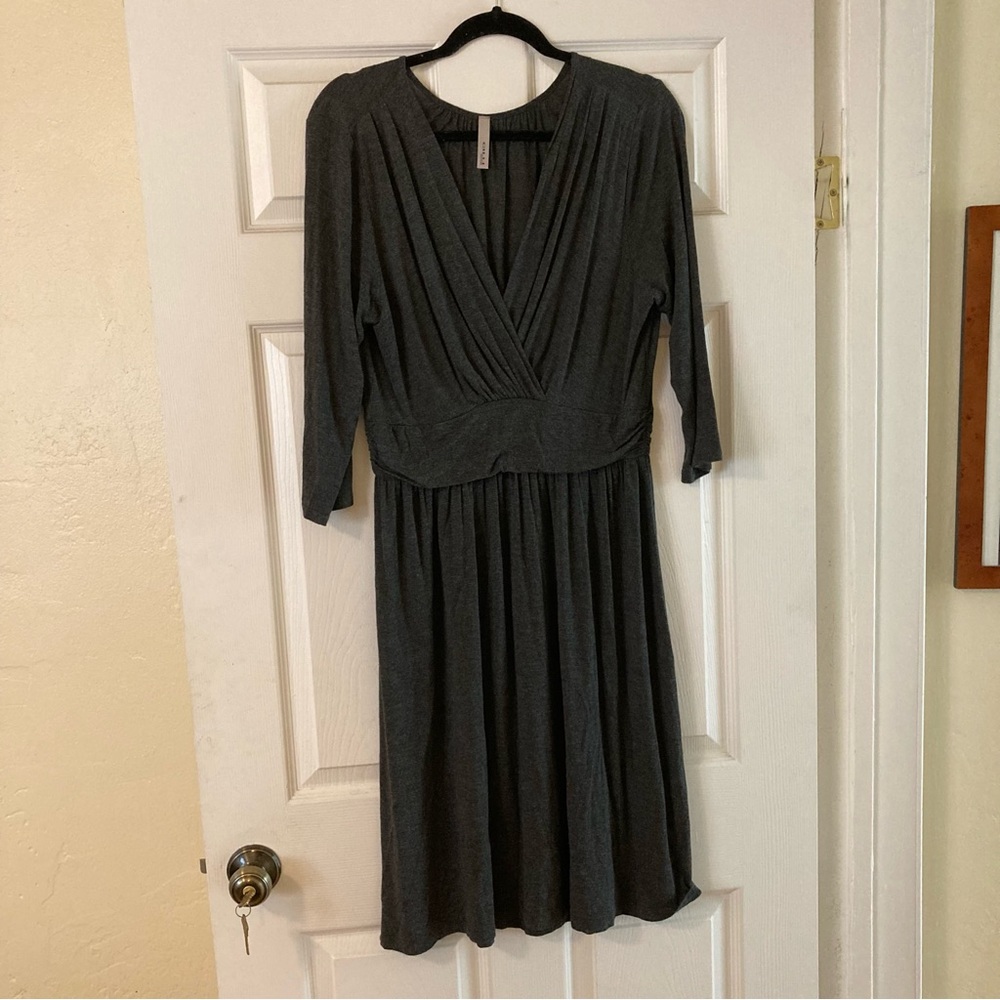 Faux wrap dress gray